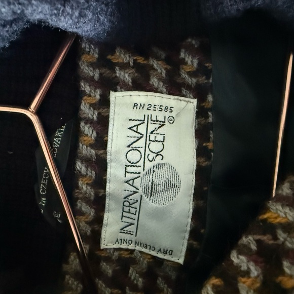 80s Pure Wool Houndstooth Coat - Picture 6 of 7